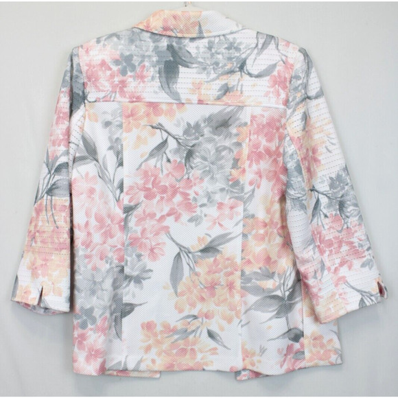 Alfred Dunner Jacket Women 10 Open Lightweight Shoulder‎ Pad Pink Floral Print - Picture 4 of 13